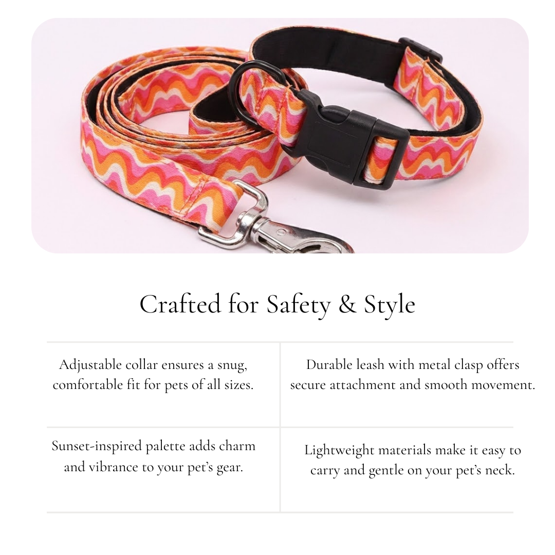 Wavy Sunset Leash & Collar Set