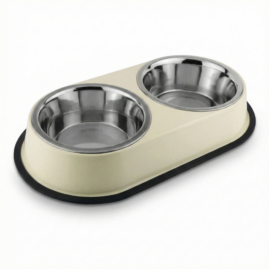 Beige Dual Pet Bowl