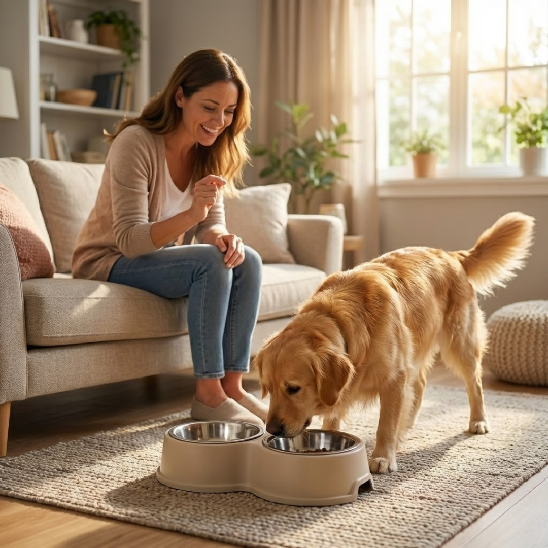 Beige Dual Pet Bowl