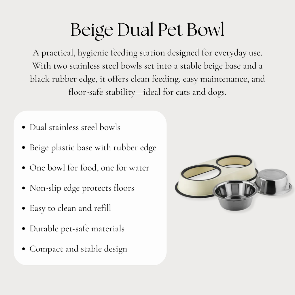 Beige Dual Pet Bowl