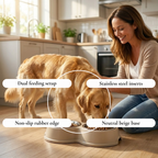 Beige Dual Pet Bowl