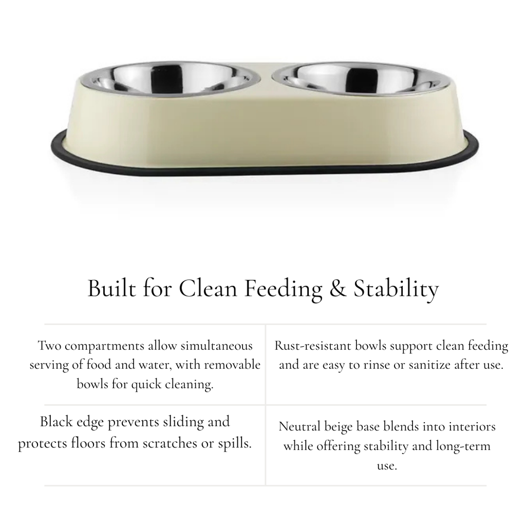 Beige Dual Pet Bowl
