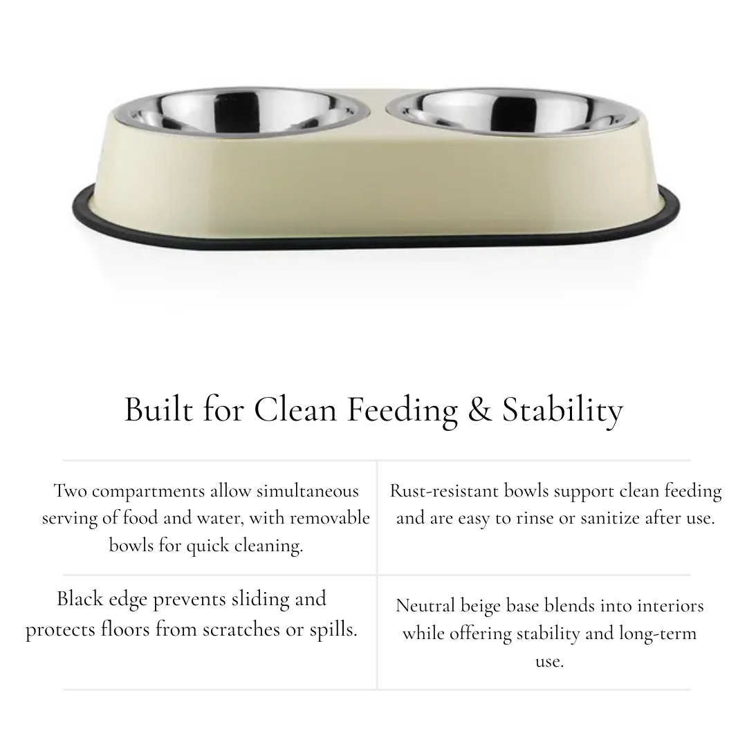 Beige Dual Pet Bowl