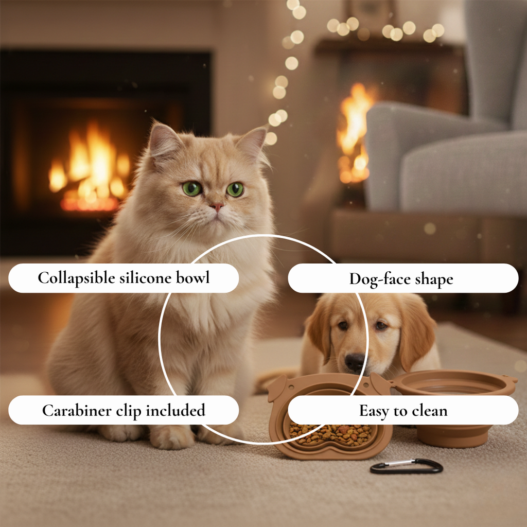 Brown Collapsible Silicone Pet Bowl