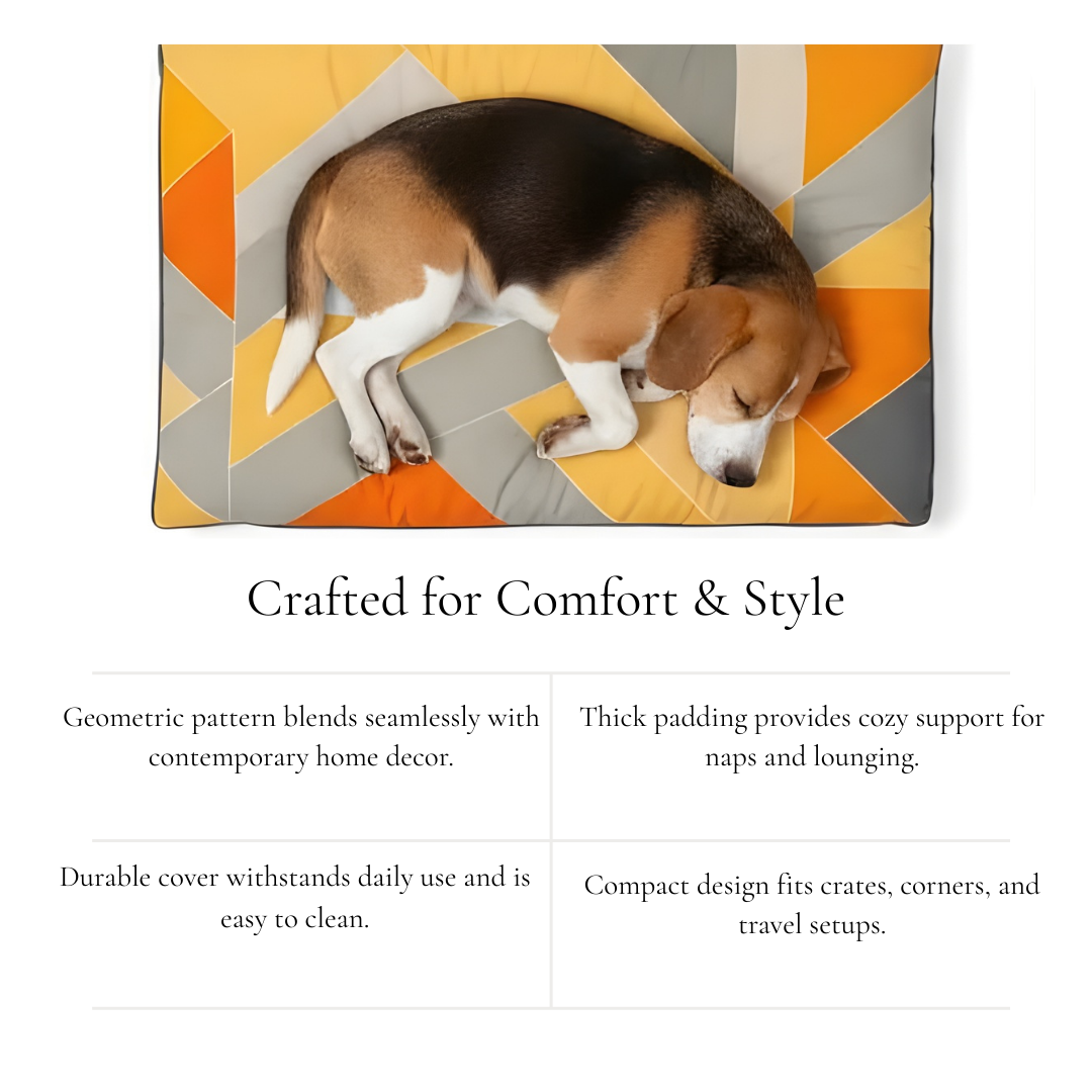 Geometric Dog Bed – Yellow Gray Orange