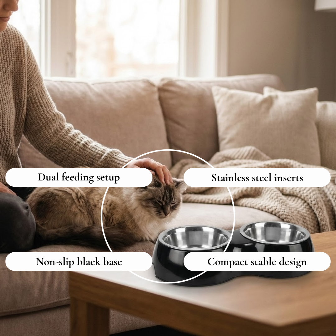 Dual Pet Bowl with Stainless Steel