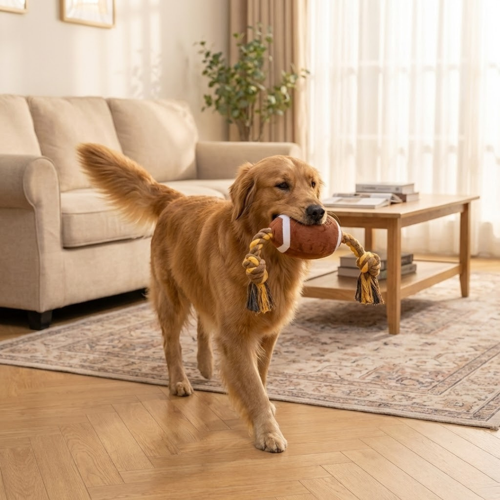 Plush Football Rope Dog Toy