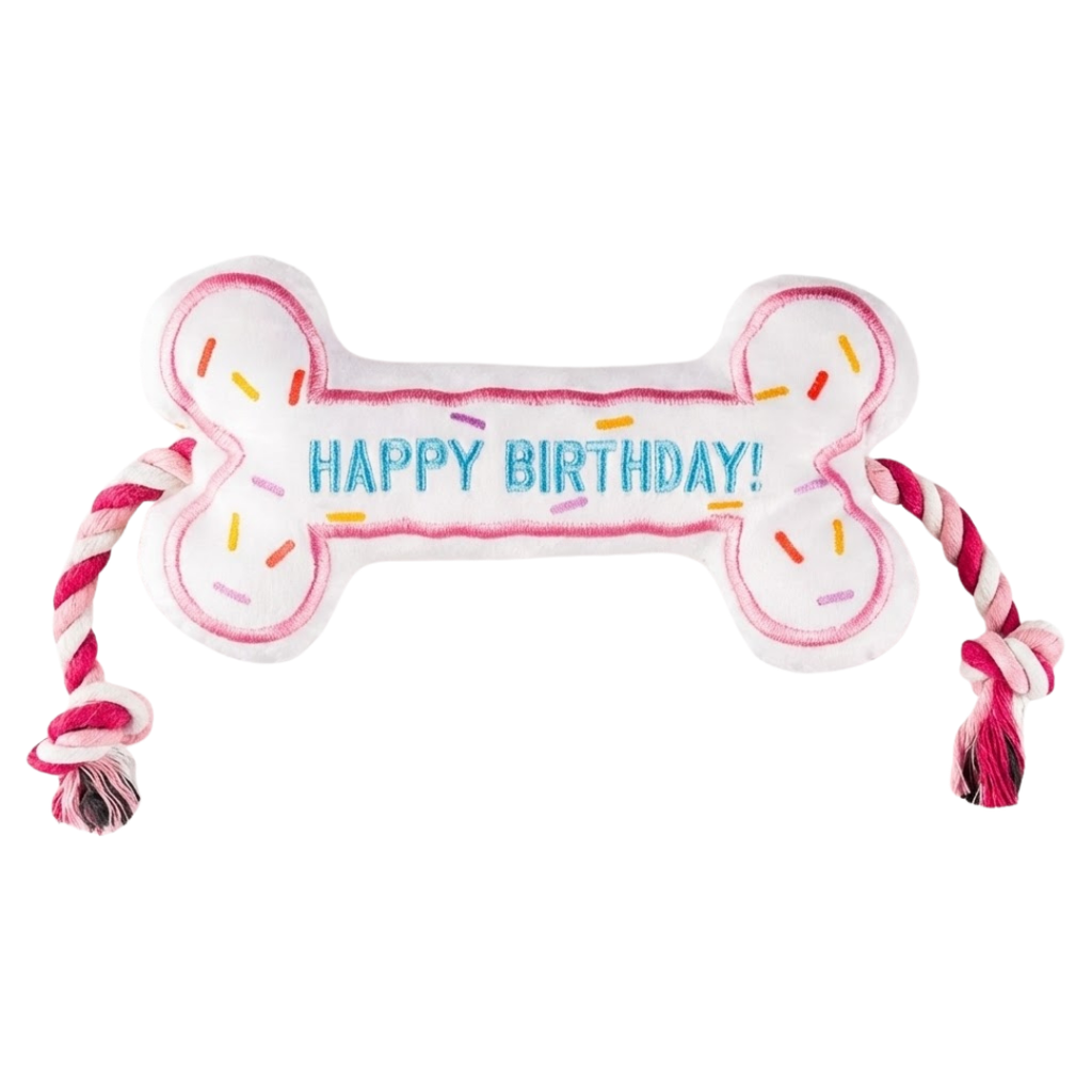 Birthday Bone Plush Rope Toy