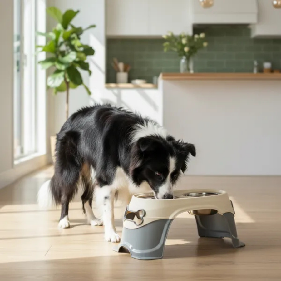 Pet Feeder with Bone Cutout Design