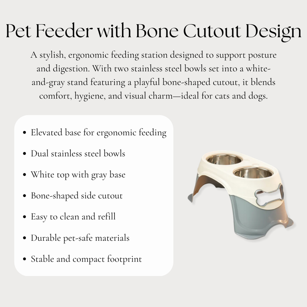 Pet Feeder with Bone Cutout Design