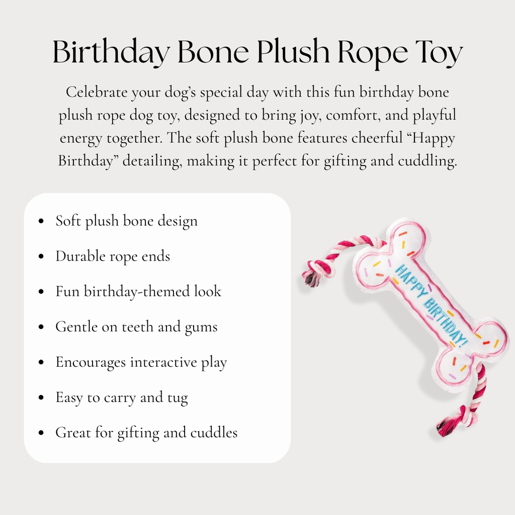 Birthday Bone Plush Rope Toy