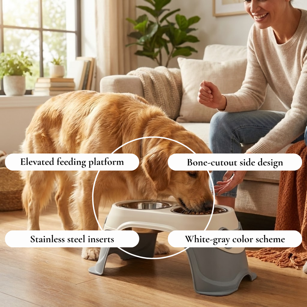 Pet Feeder with Bone Cutout Design