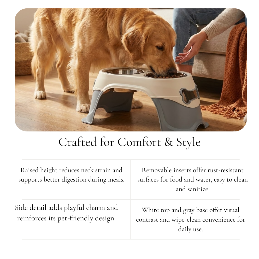 Pet Feeder with Bone Cutout Design