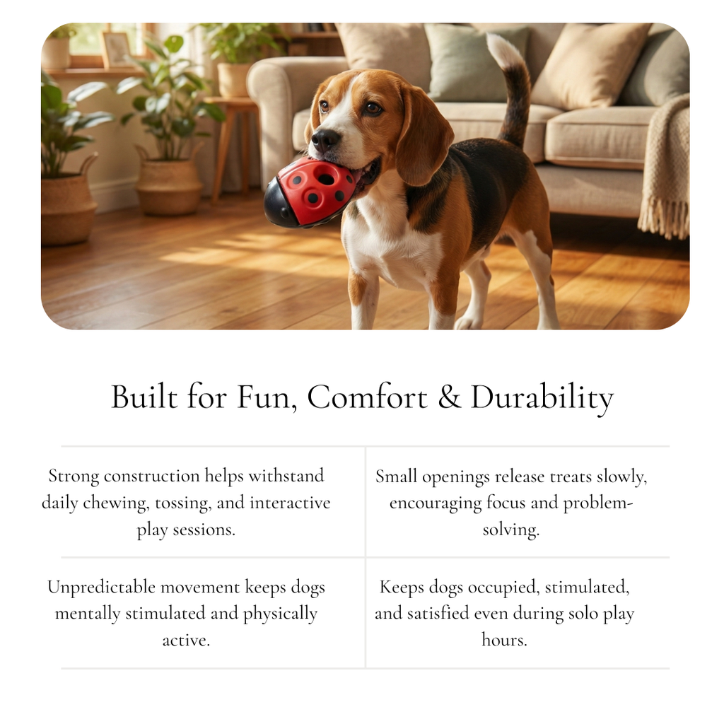 Ladybug Treat Rubber Dog Toy