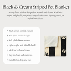 Black & Cream Striped Paw Print Blanket