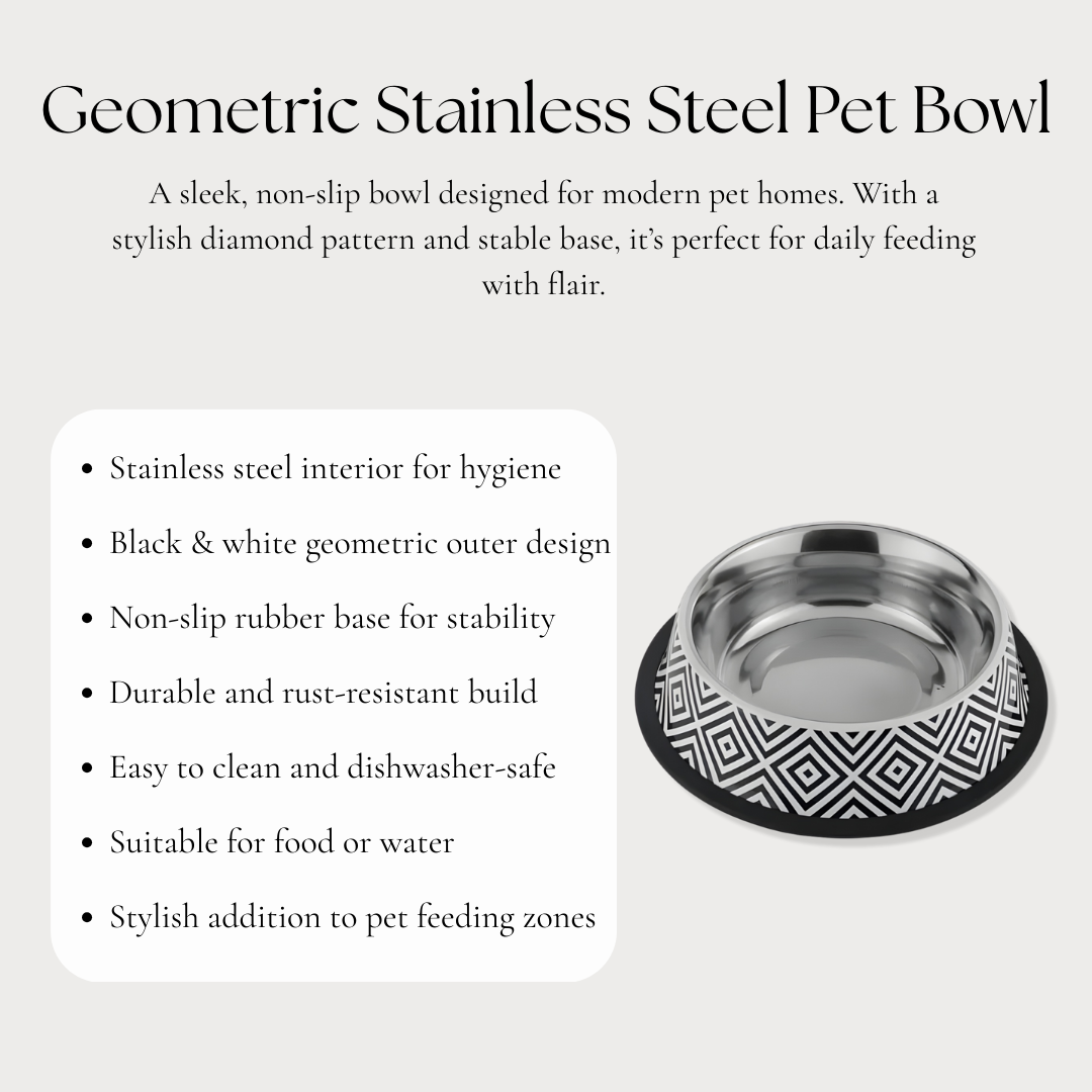 Geometric Stainless Steel Pet Bowl