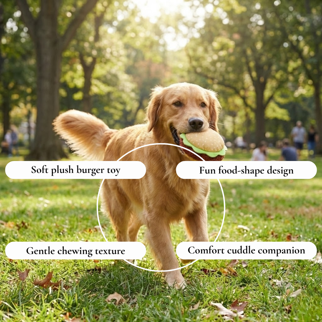 Plush Burger Dog Toy