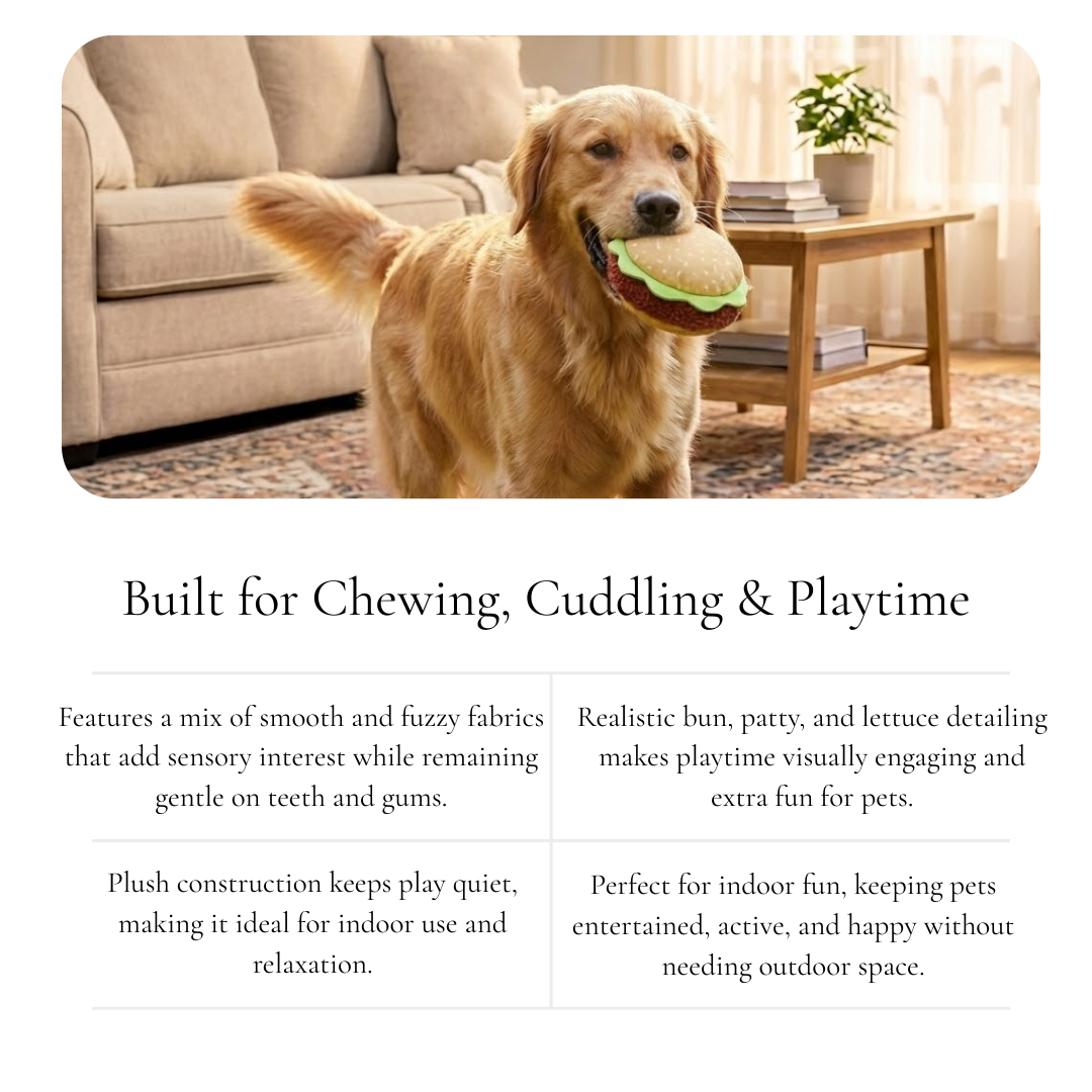 Plush Burger Dog Toy