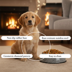 Geometric Stainless Steel Pet Bowl