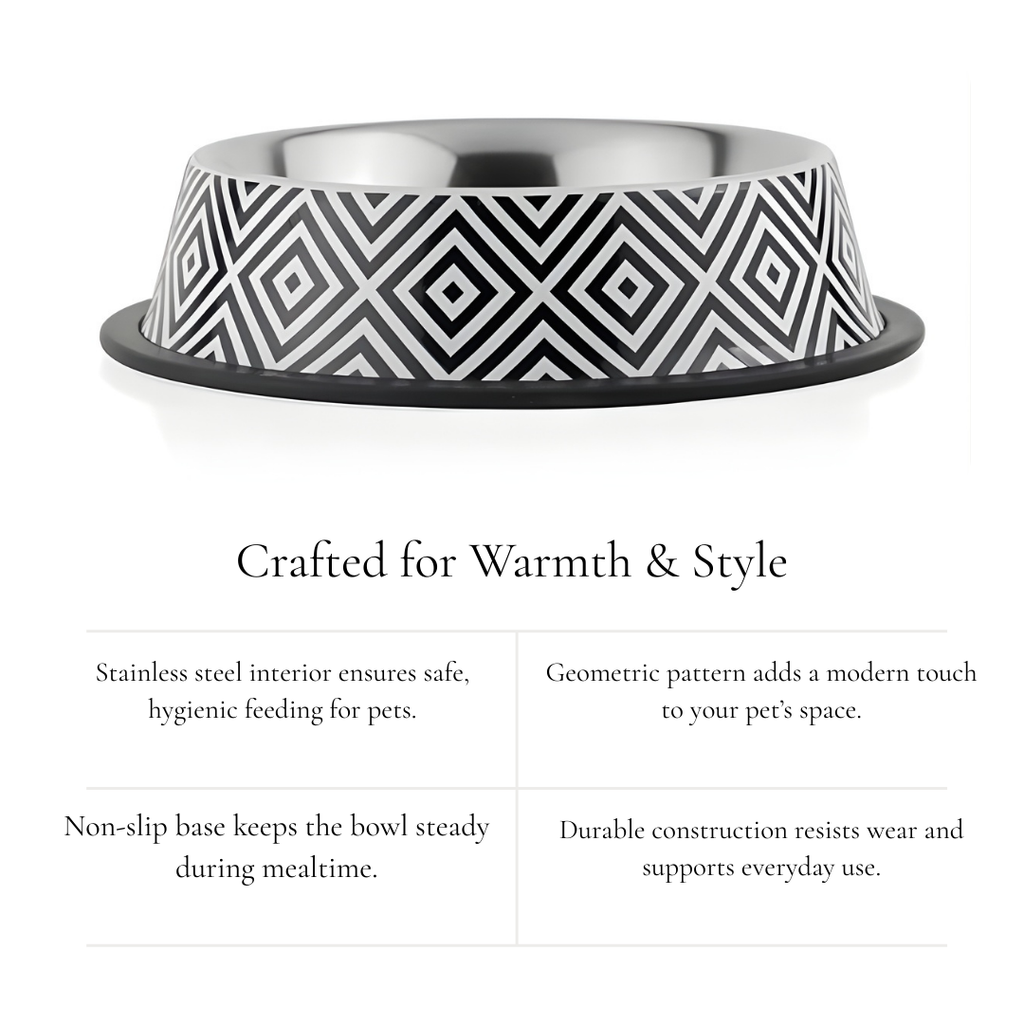 Geometric Stainless Steel Pet Bowl