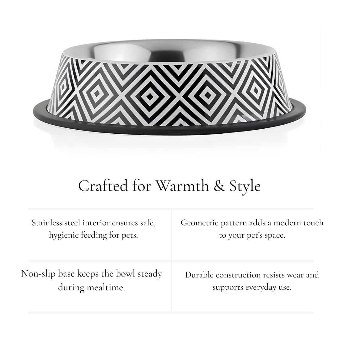 Geometric Stainless Steel Pet Bowl