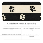 Black & Cream Striped Paw Print Blanket