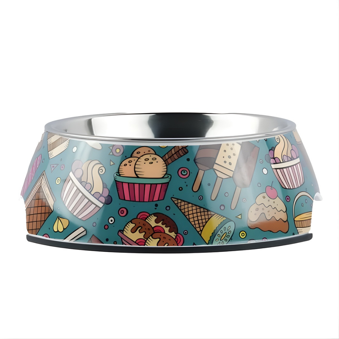 Dessert-Themed Stainless Steel Pet Bowl