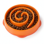 Orange Spiral Slow Feeder Bowl