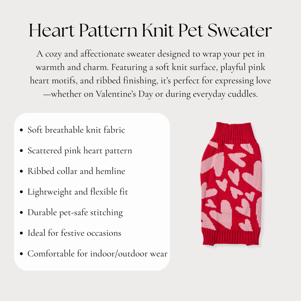 Heart Pattern Knit Pet Sweater