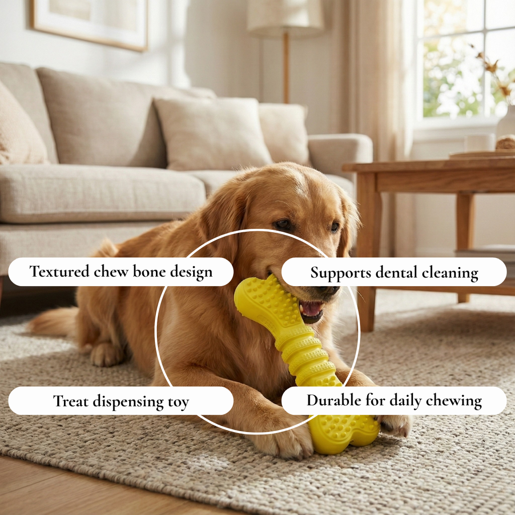 Bone-Shaped Treat Chew Dog Toy