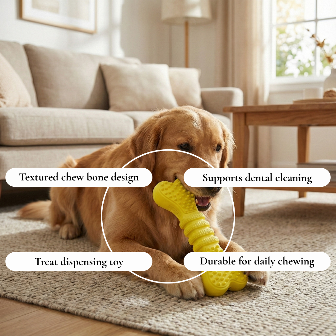 Bone-Shaped Treat Chew Dog Toy