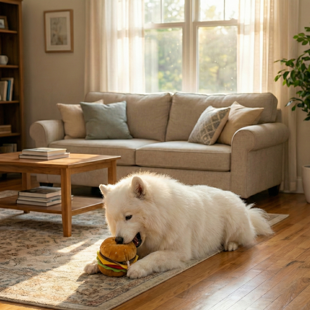Plush Burger Dog Toy
