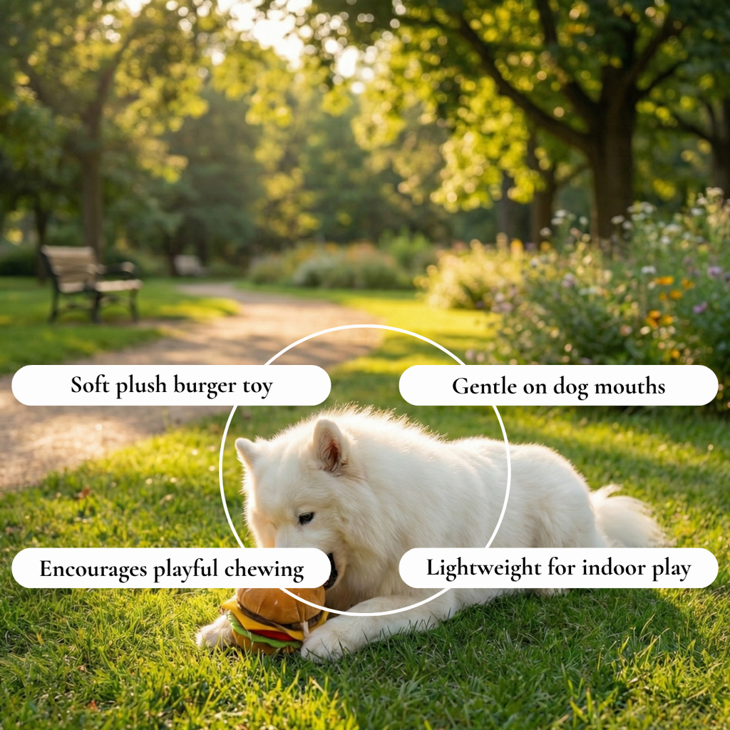 Plush Burger Dog Toy