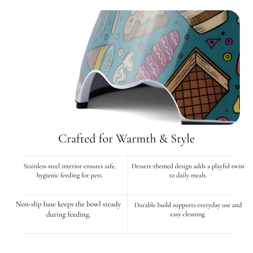 Dessert-Themed Stainless Steel Pet Bowl