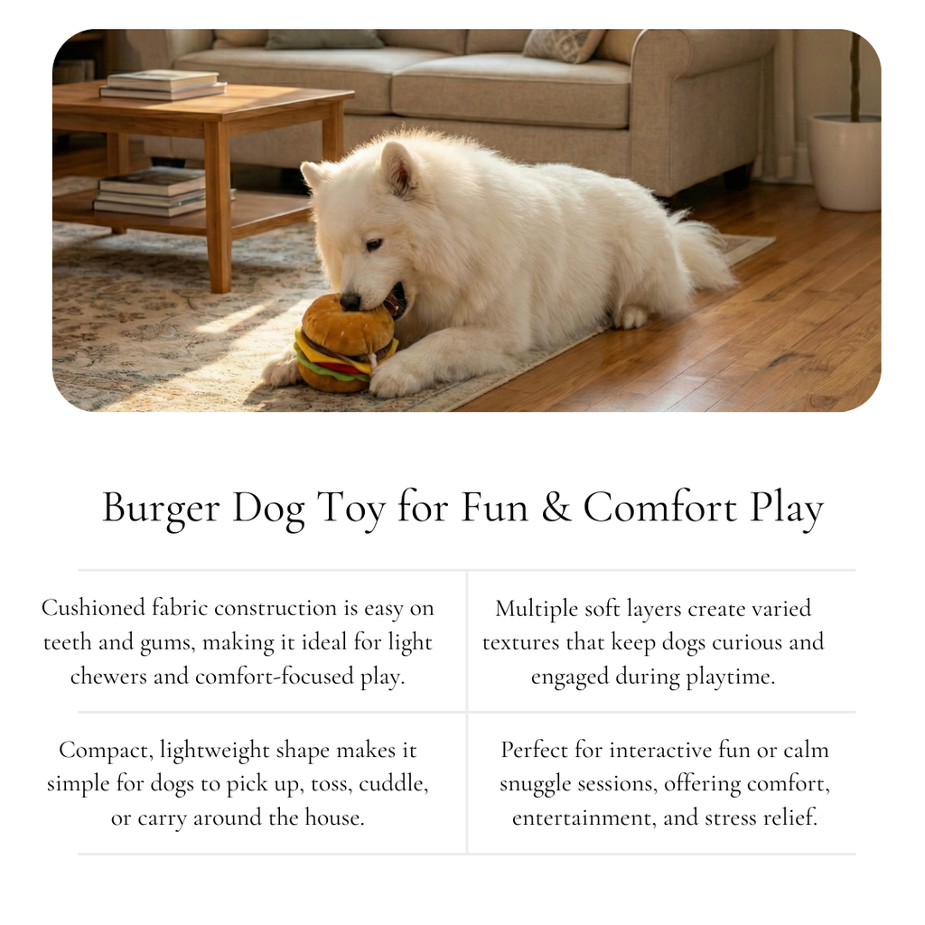Plush Burger Dog Toy