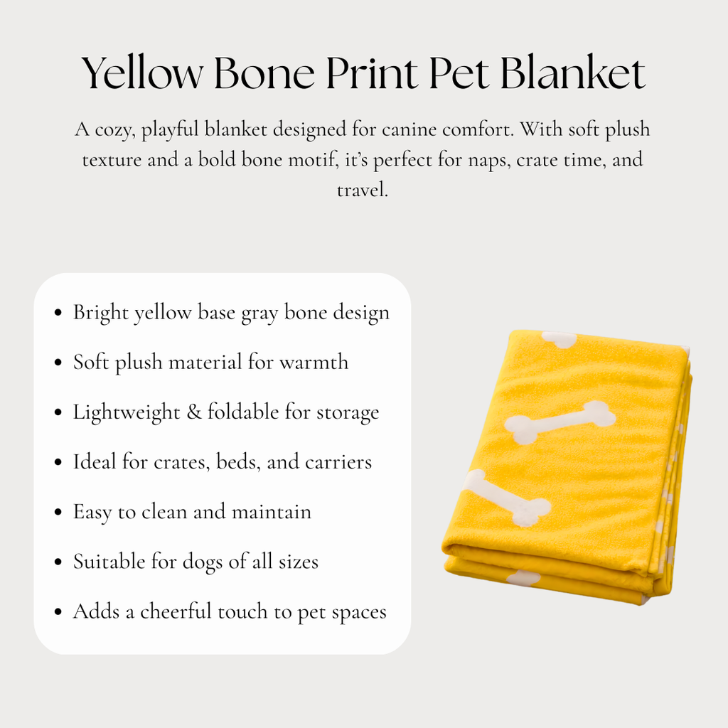 Yellow Bone Print Pet Blanket