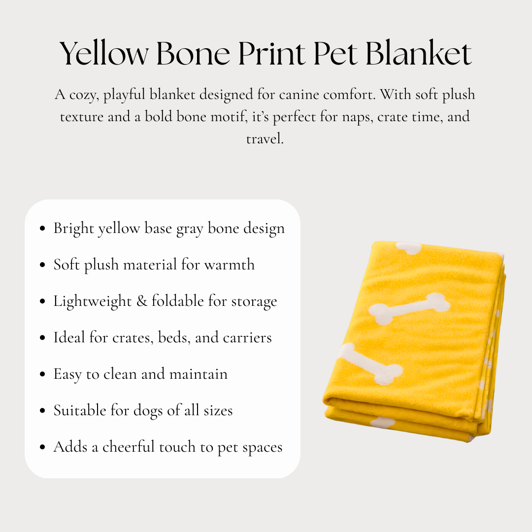 Yellow Bone Print Pet Blanket