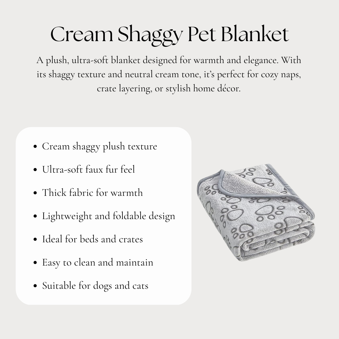 Cream Shaggy Pet Blanket