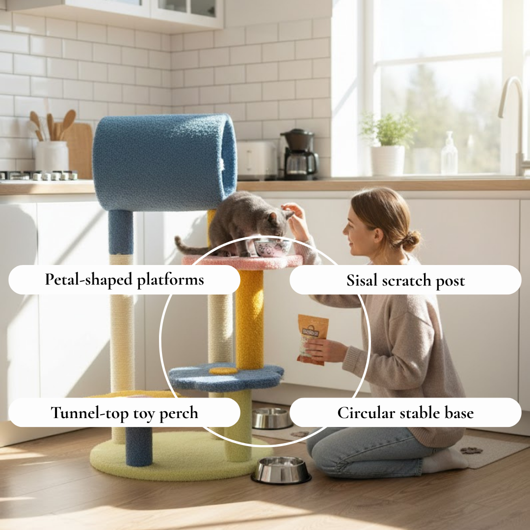 Floral Multi Level Cat Tower