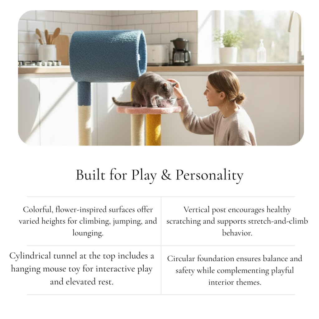 Floral Multi Level Cat Tower