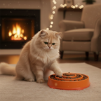 Orange Spiral Slow Feeder Bowl