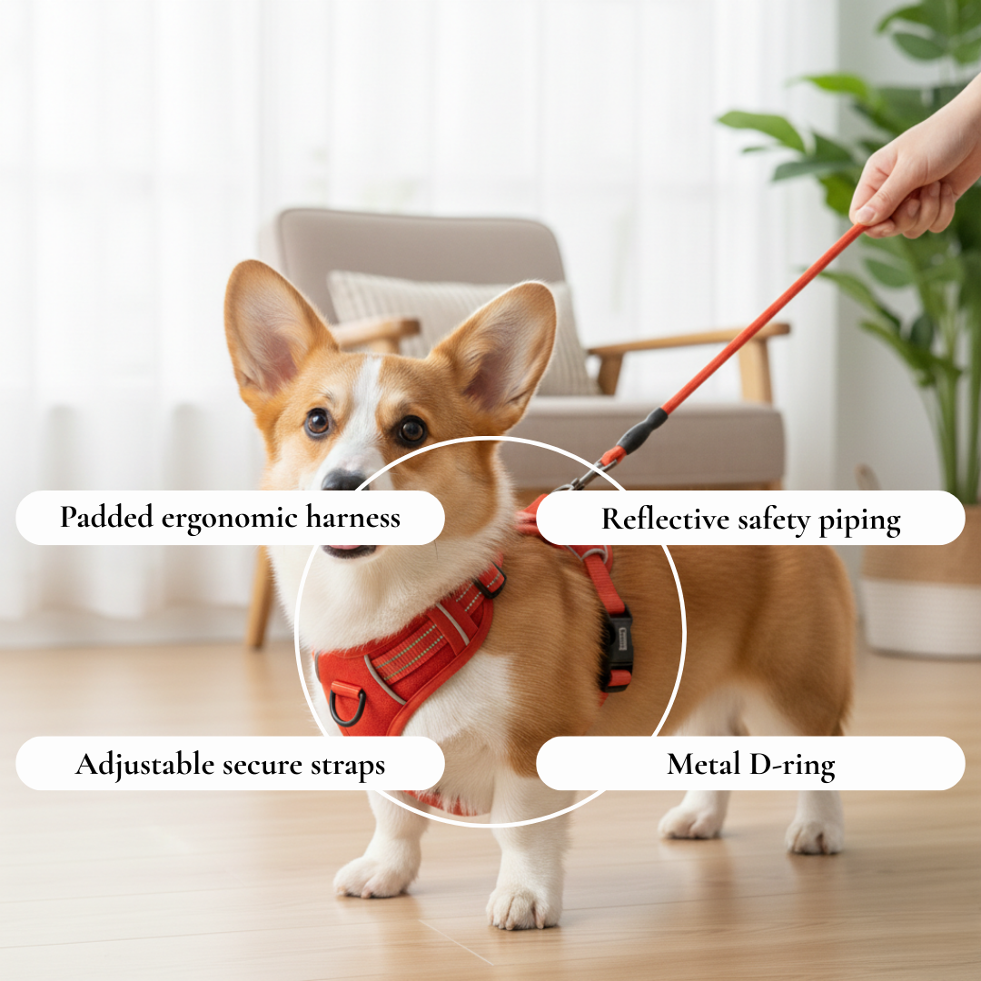 Red Reflective Padded Harness