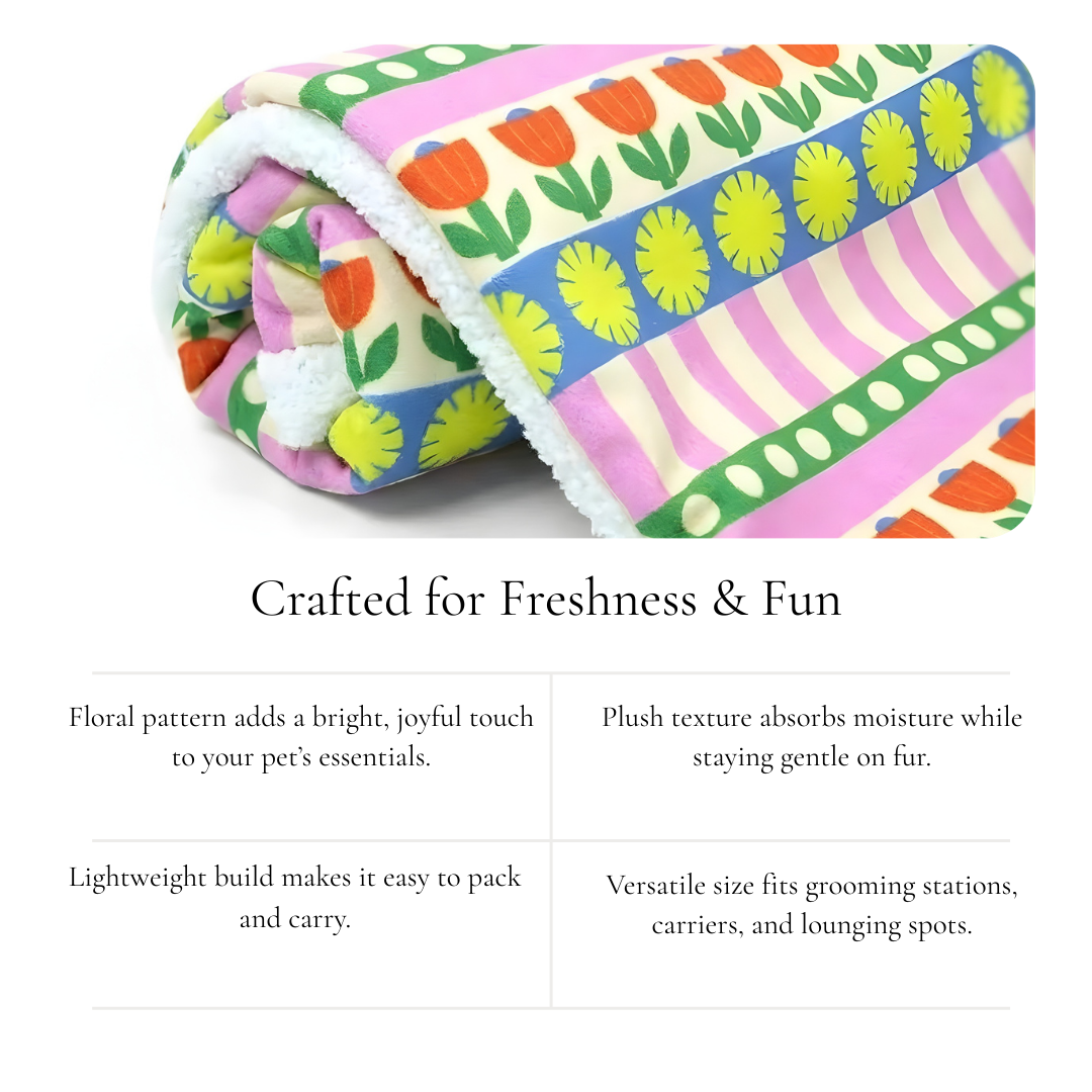 Floral Stripe Pet Towel
