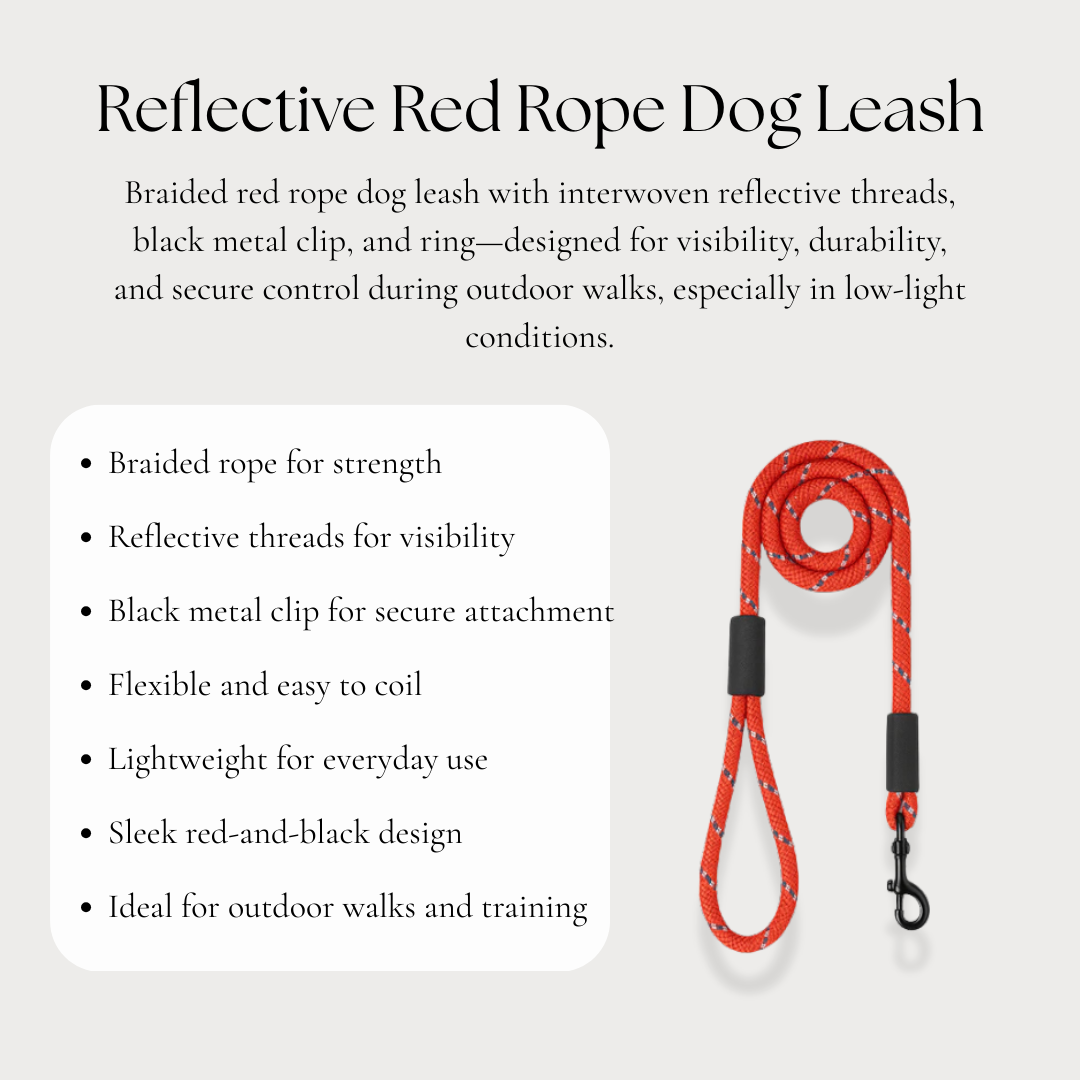 Reflective Red Rope Dog Leash