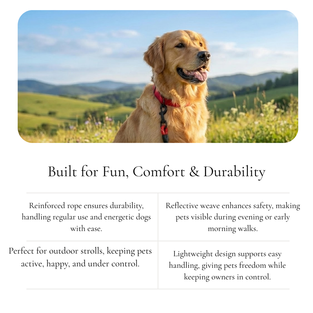 Reflective Red Rope Dog Leash