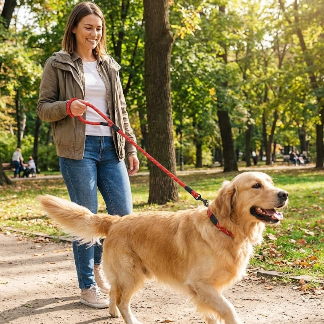 Reflective Red Rope Dog Leash