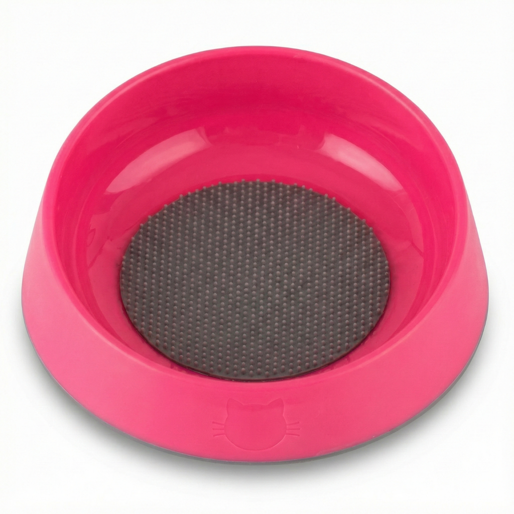 Pink Cat Bowl with Non-Slip Base
