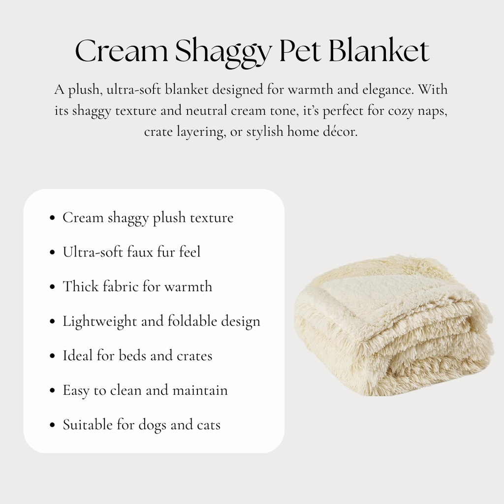 Cream Shaggy Pet Blanket