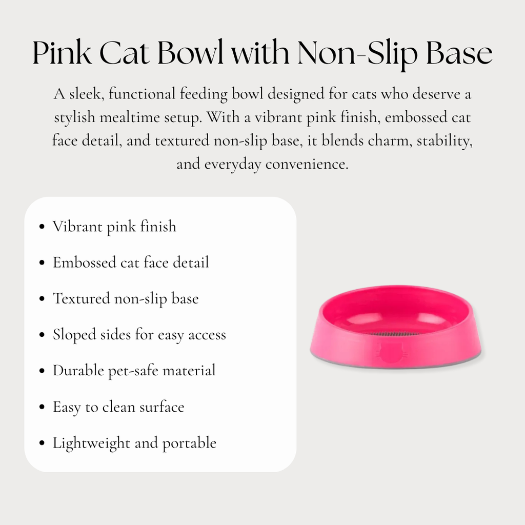 Pink Cat Bowl with Non-Slip Base