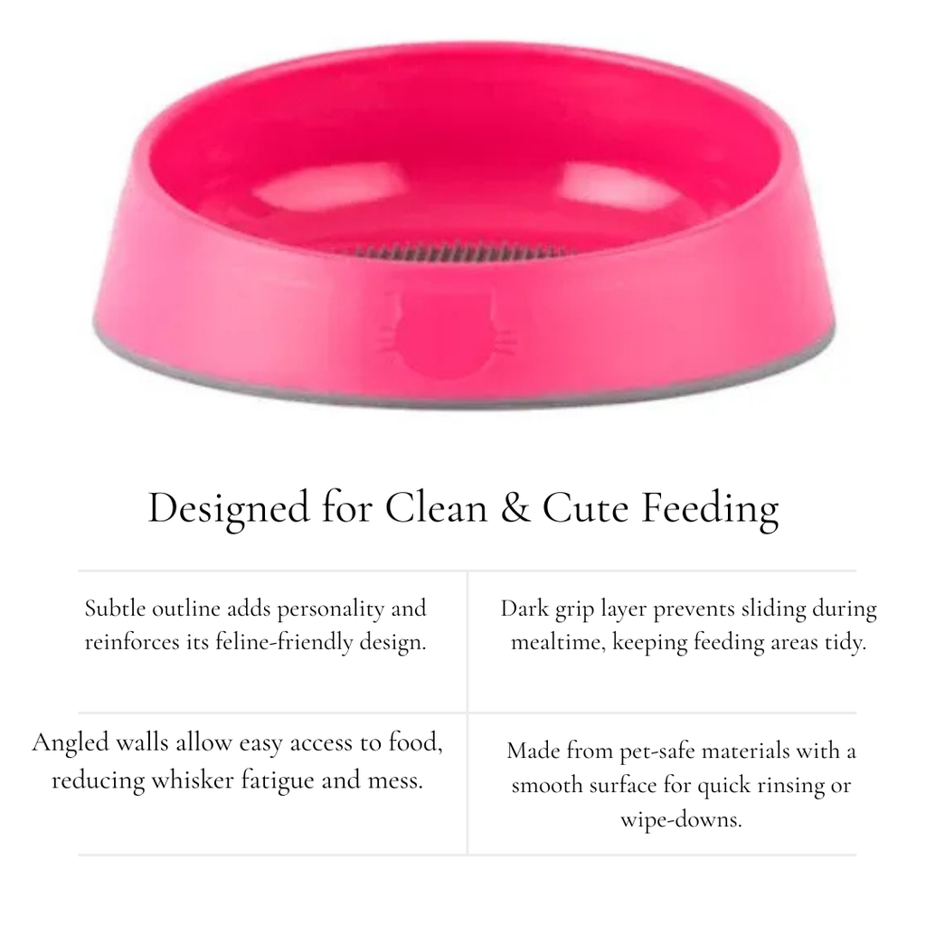 Pink Cat Bowl with Non-Slip Base